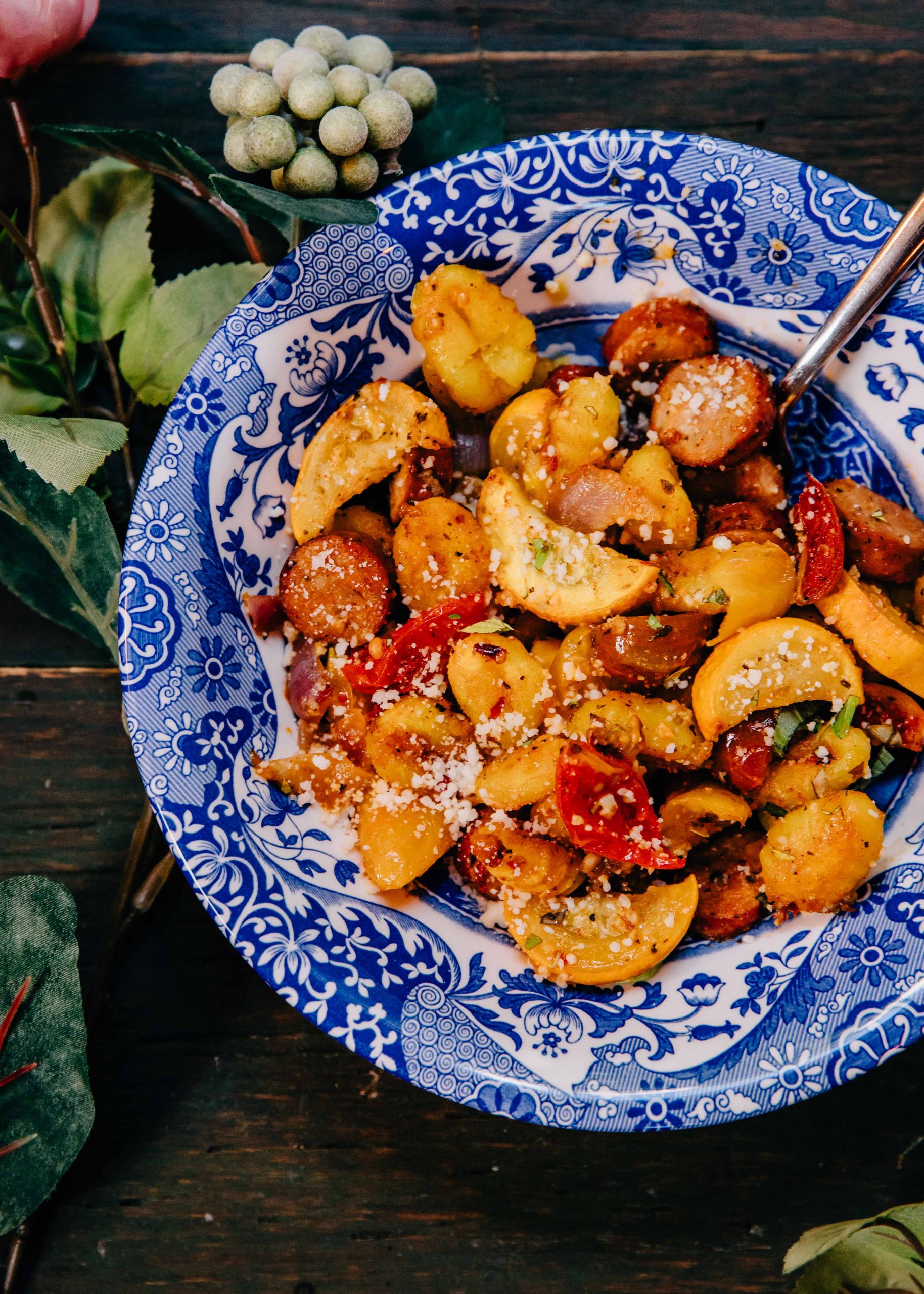 Summer Sheet Pan Gnocchi | Well and Full | #recipe #protein #seasonal