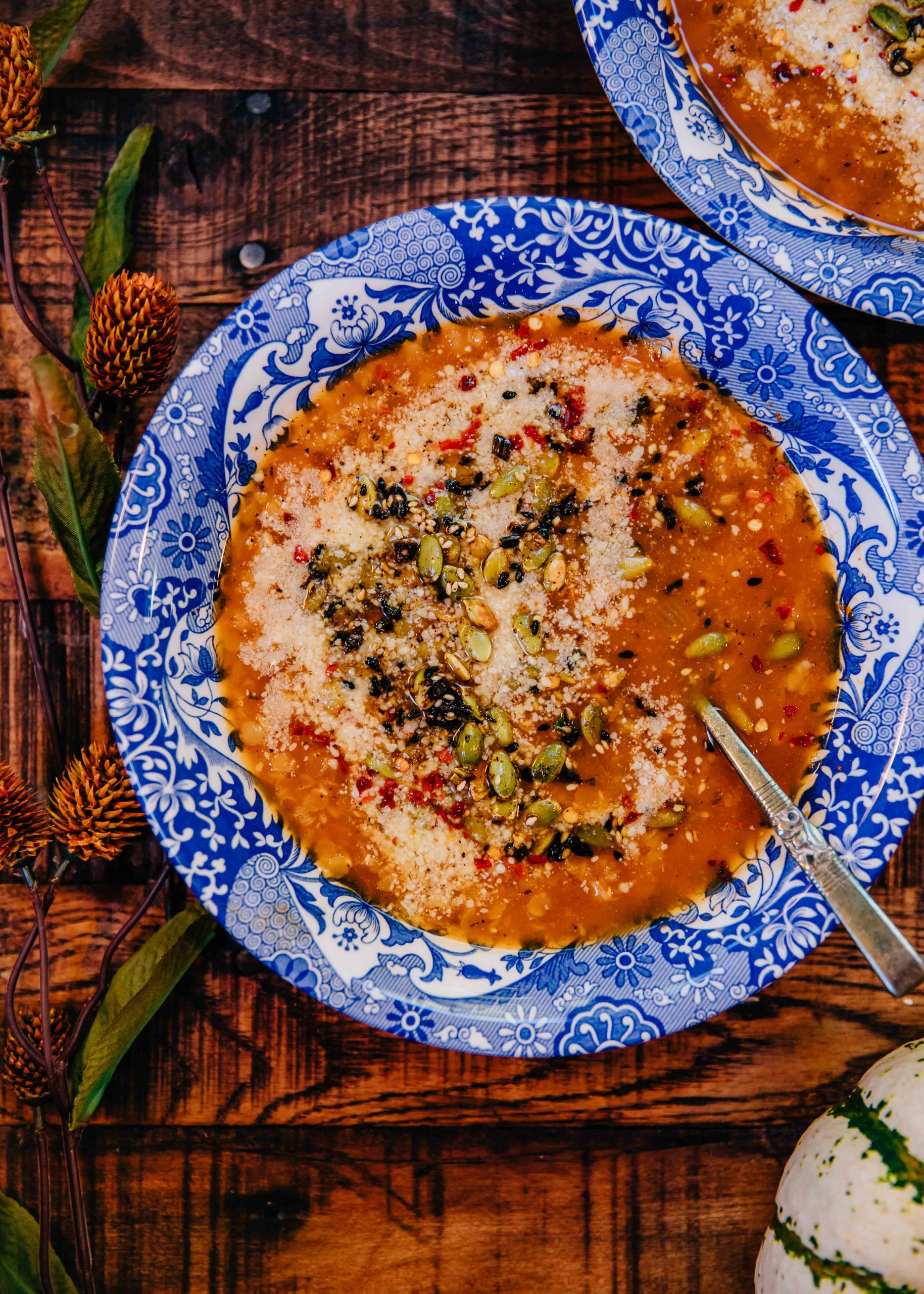 Brothy Butternut Squash Red Lentil Soup | Well and Full | #vegetarian #recipe #fall